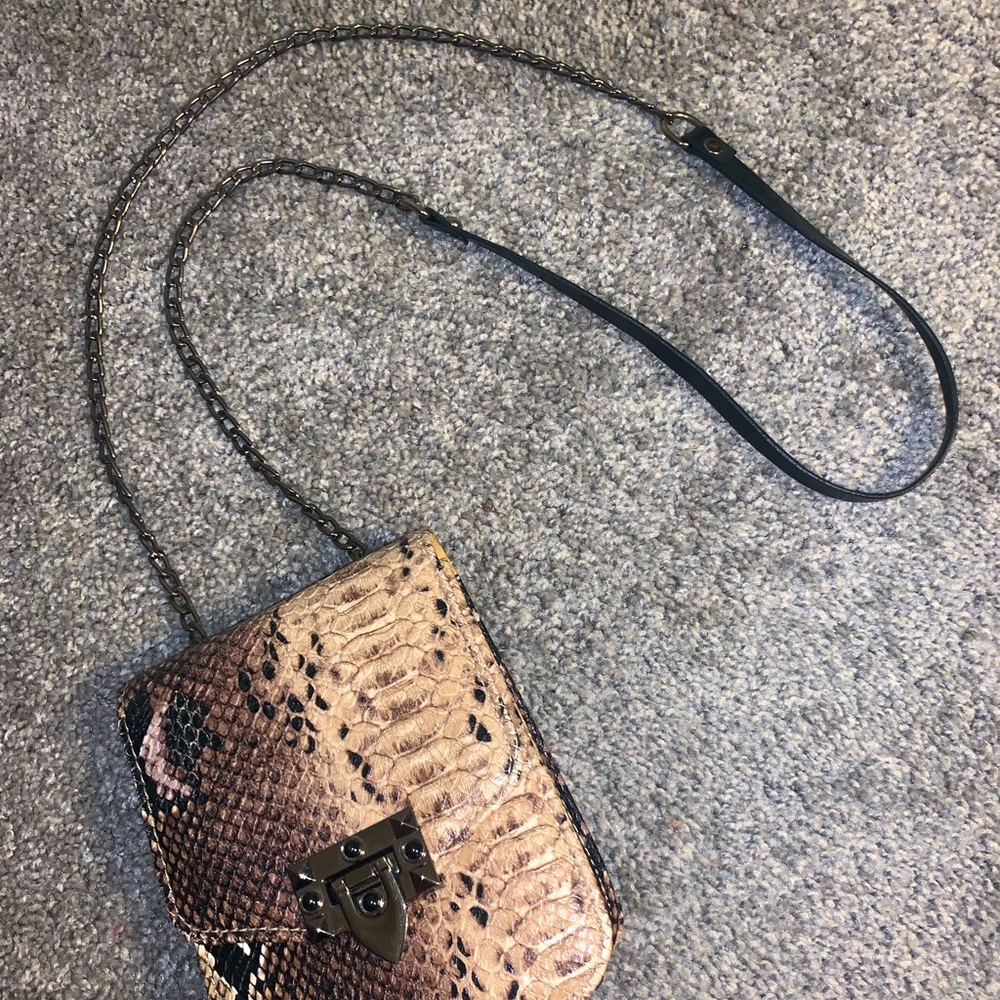 Small snakeskin leather crossbody bag, used once, great condition